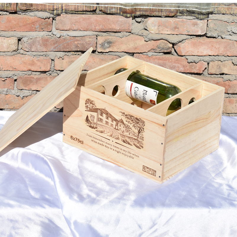 6瓶装一盒红酒包装仿进口木头箱